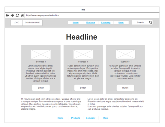 przykład wireframe