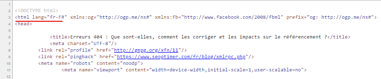 html lang fr